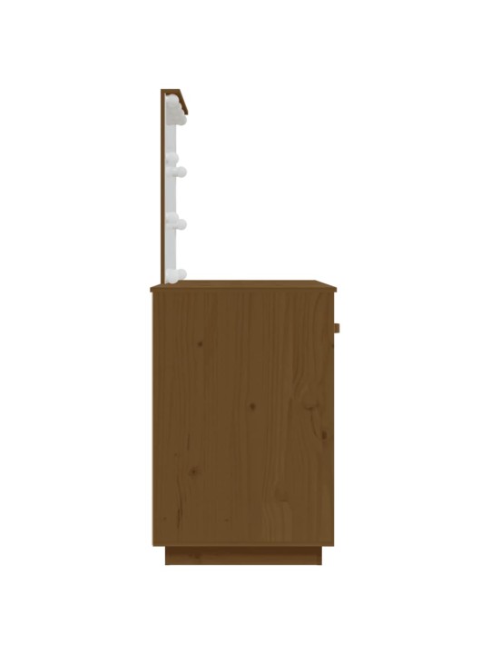 Toaletní stolek s LED medově hnědý 95x50x133,5 cm borovice