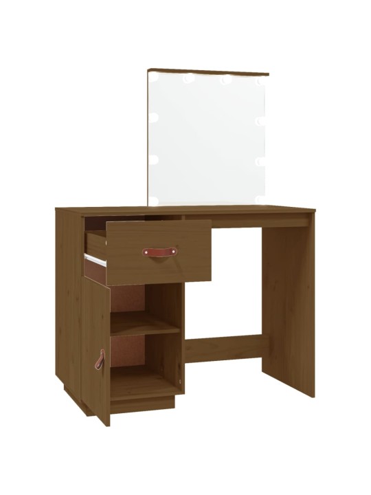 Toaletní stolek s LED medově hnědý 95x50x133,5 cm borovice