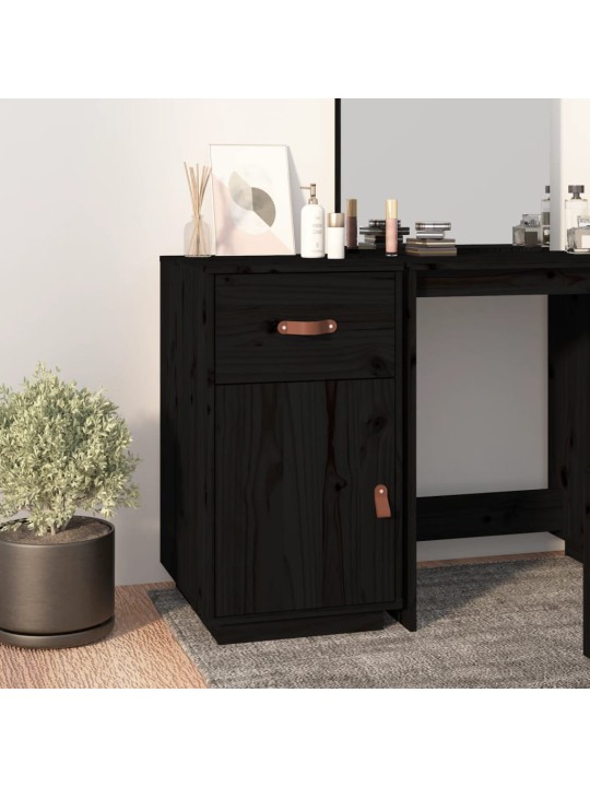 Skříňka k psacímu stolu černá 40x50x75 cm masivní borové dřevo