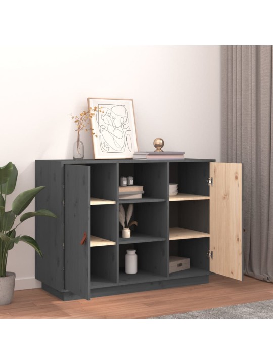 Příborník šedý 100 x 40 x 75 cm masivní borové dřevo