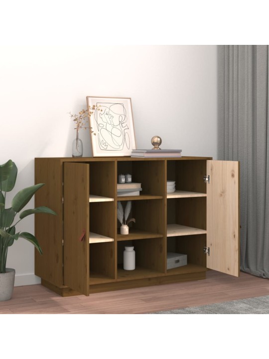 Příborník medově hnědý 100 x 40 x 75 cm masivní borové dřevo