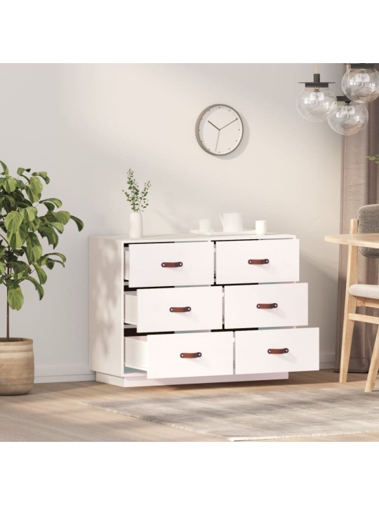 Příborník bílý 100 x 40 x 75 cm masivní borové dřevo