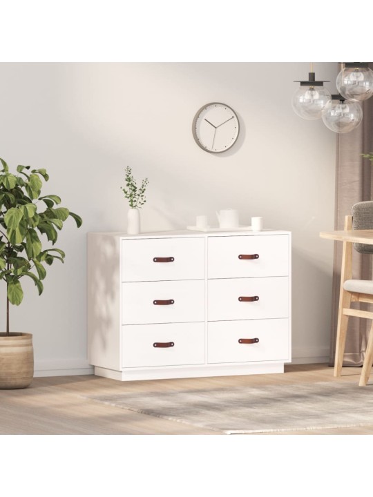 Příborník bílý 100 x 40 x 75 cm masivní borové dřevo