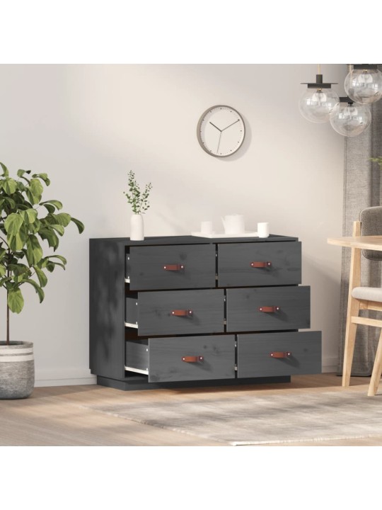 Příborník šedý 100 x 40 x 75 cm masivní borové dřevo