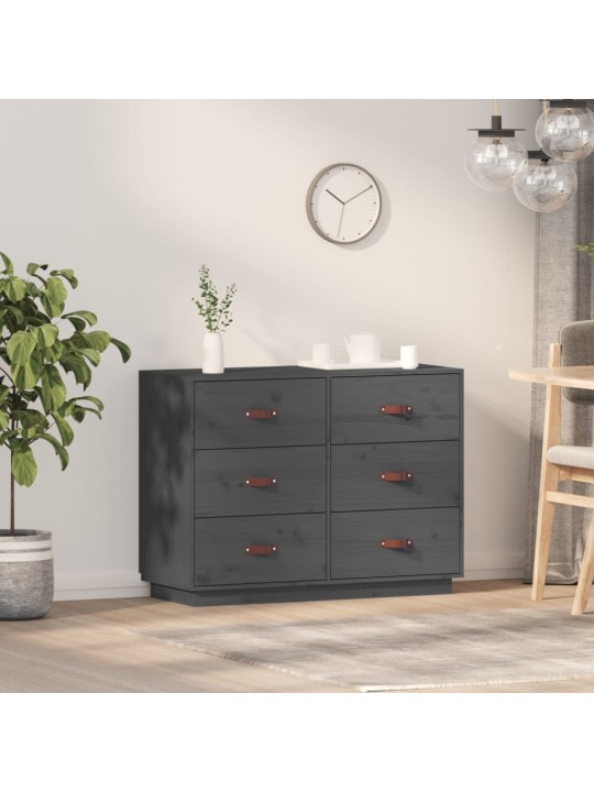 Příborník šedý 100 x 40 x 75 cm masivní borové dřevo