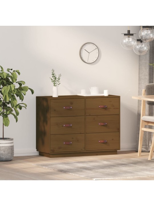 Příborník medově hnědý 100 x 40 x 75 cm masivní borové dřevo