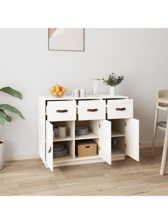 Příborník bílý 100 x 40 x 75 cm masivní borové dřevo