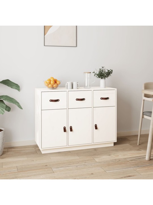 Příborník bílý 100 x 40 x 75 cm masivní borové dřevo