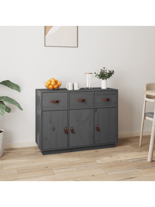 Příborník šedý 100 x 40 x 75 cm masivní borové dřevo