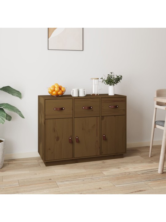 Příborník medově hnědý 100 x 40 x 75 cm masivní borové dřevo