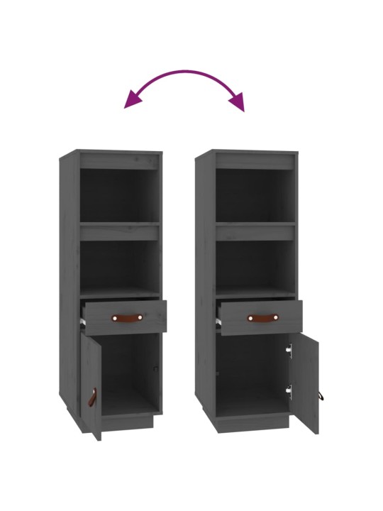 Skříň highboard šedá 34x40x108,5 cm masivní borové dřevo
