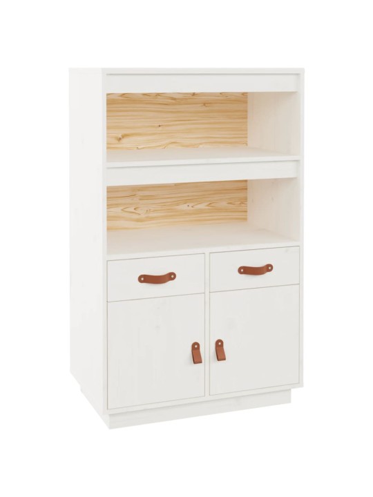 Skříň highboard bílá 67 x 40 x 108,5 cm masivní borové dřevo