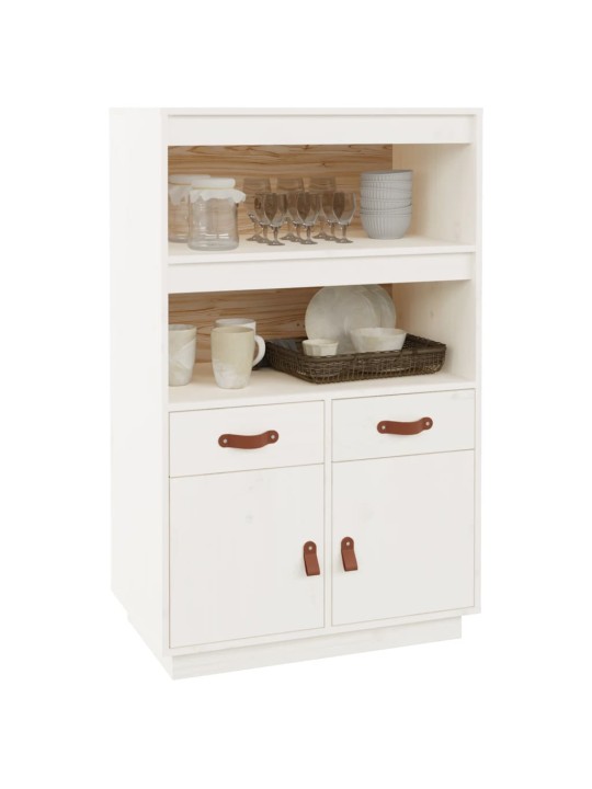 Skříň highboard bílá 67 x 40 x 108,5 cm masivní borové dřevo