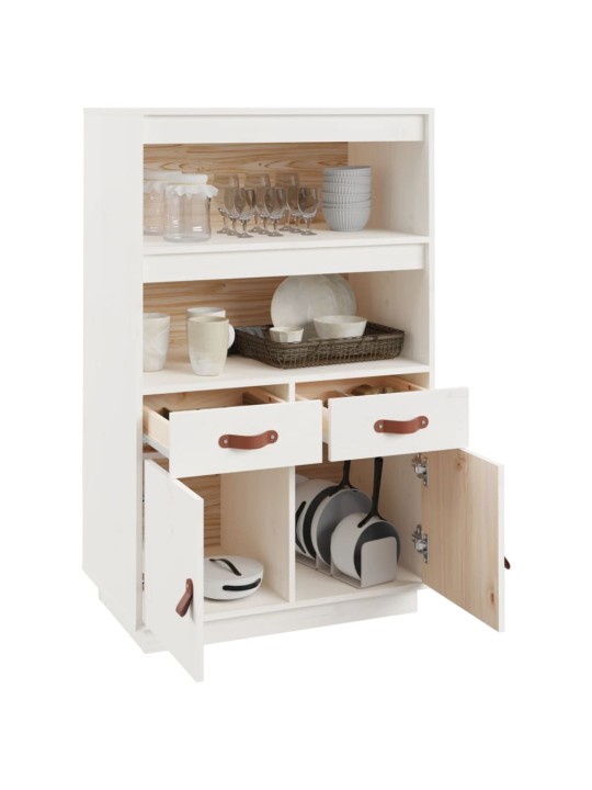 Skříň highboard bílá 67 x 40 x 108,5 cm masivní borové dřevo