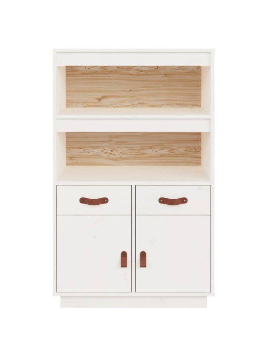 Skříň highboard bílá 67 x 40 x 108,5 cm masivní borové dřevo