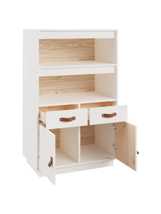 Skříň highboard bílá 67 x 40 x 108,5 cm masivní borové dřevo