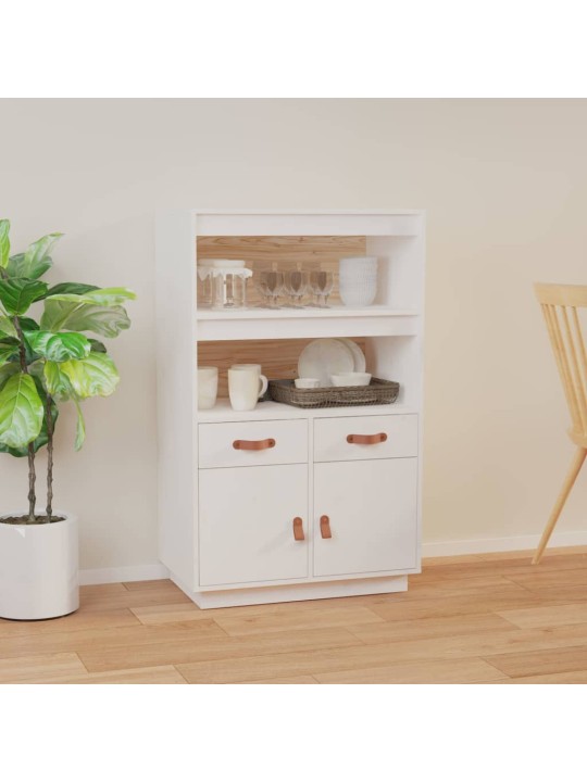 Skříň highboard bílá 67 x 40 x 108,5 cm masivní borové dřevo
