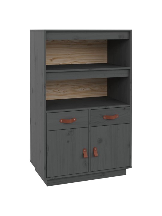 Skříň highboard šedá 67 x 40 x 108,5 cm masivní borové dřevo