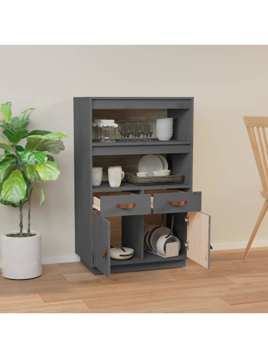 Skříň highboard šedá 67 x 40 x 108,5 cm masivní borové dřevo