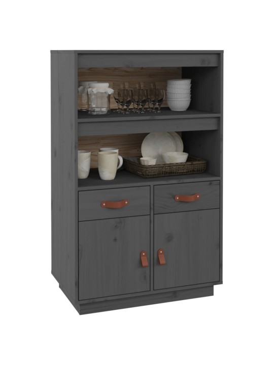 Skříň highboard šedá 67 x 40 x 108,5 cm masivní borové dřevo