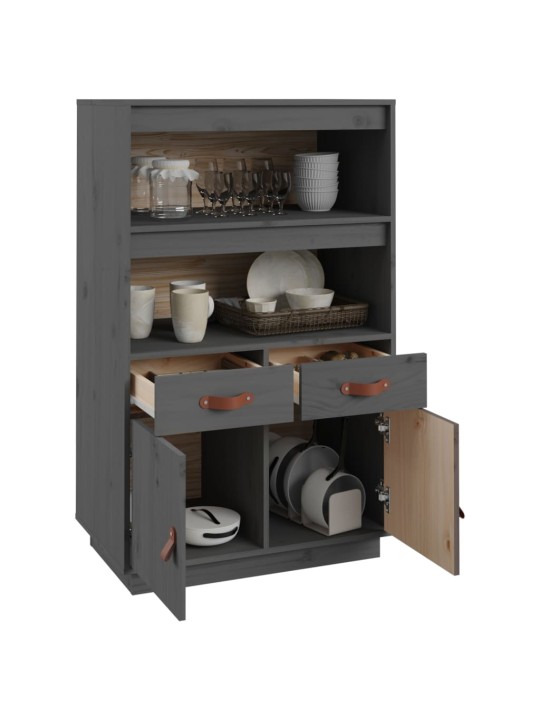 Skříň highboard šedá 67 x 40 x 108,5 cm masivní borové dřevo