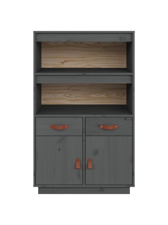Skříň highboard šedá 67 x 40 x 108,5 cm masivní borové dřevo
