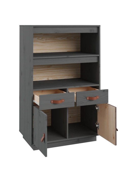 Skříň highboard šedá 67 x 40 x 108,5 cm masivní borové dřevo