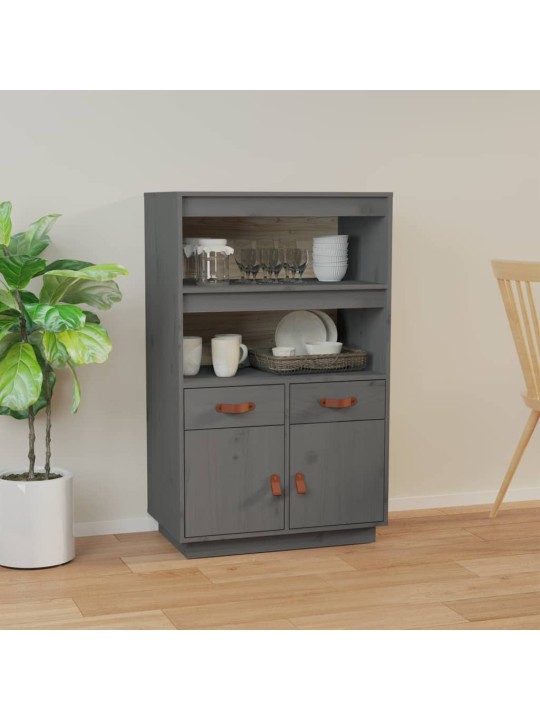 Skříň highboard šedá 67 x 40 x 108,5 cm masivní borové dřevo
