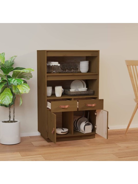 Skříň highboard medově hnědá 67x40x108,5 cm masivní borovice