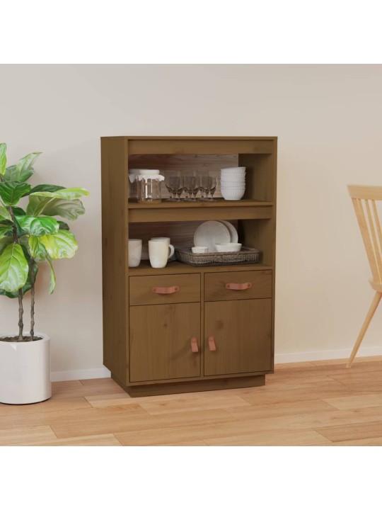 Skříň highboard medově hnědá 67x40x108,5 cm masivní borovice