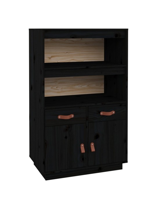 Skříň highboard černá 67 x 40 x 108,5 cm masivní borové dřevo