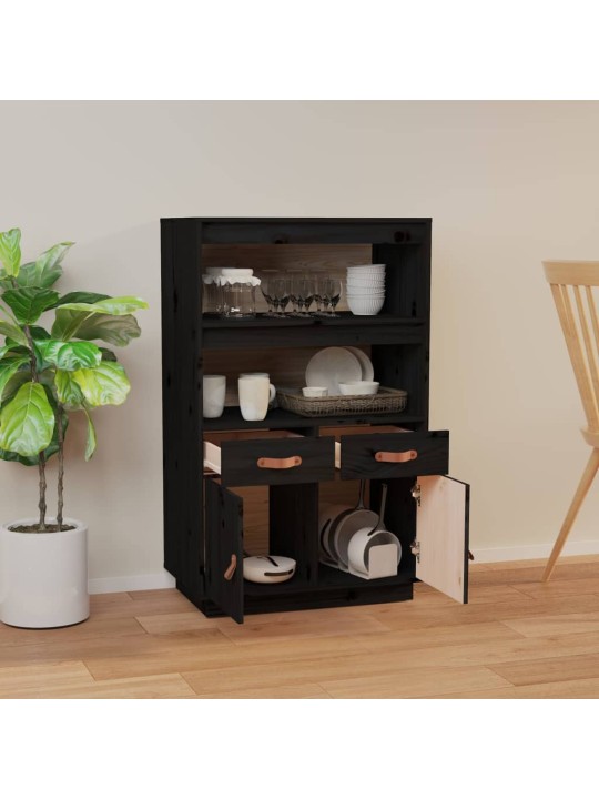 Skříň highboard černá 67 x 40 x 108,5 cm masivní borové dřevo
