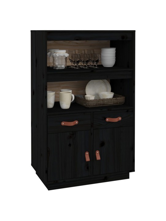 Skříň highboard černá 67 x 40 x 108,5 cm masivní borové dřevo