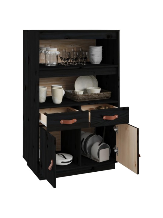 Skříň highboard černá 67 x 40 x 108,5 cm masivní borové dřevo