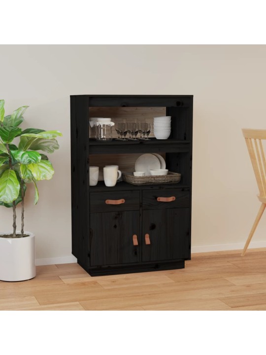 Skříň highboard černá 67 x 40 x 108,5 cm masivní borové dřevo