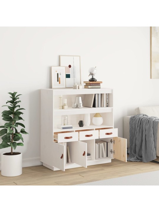 Skříň highboard bílá 100 x 40 x 108,5 cm masivní borové dřevo