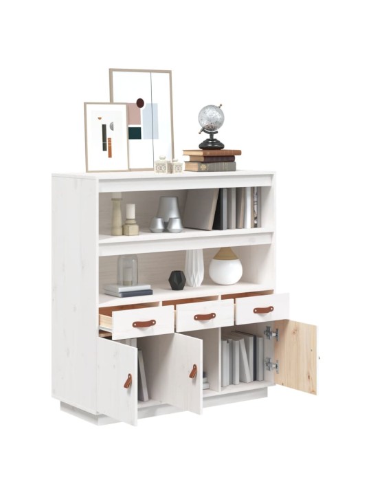 Skříň highboard bílá 100 x 40 x 108,5 cm masivní borové dřevo