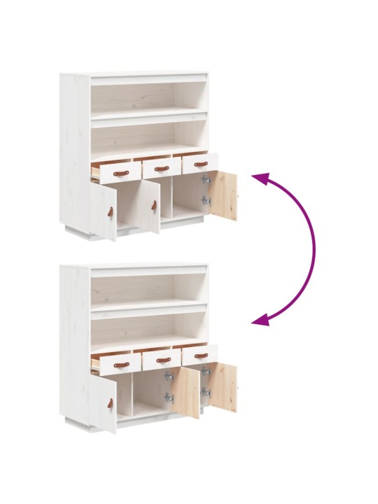 Skříň highboard bílá 100 x 40 x 108,5 cm masivní borové dřevo