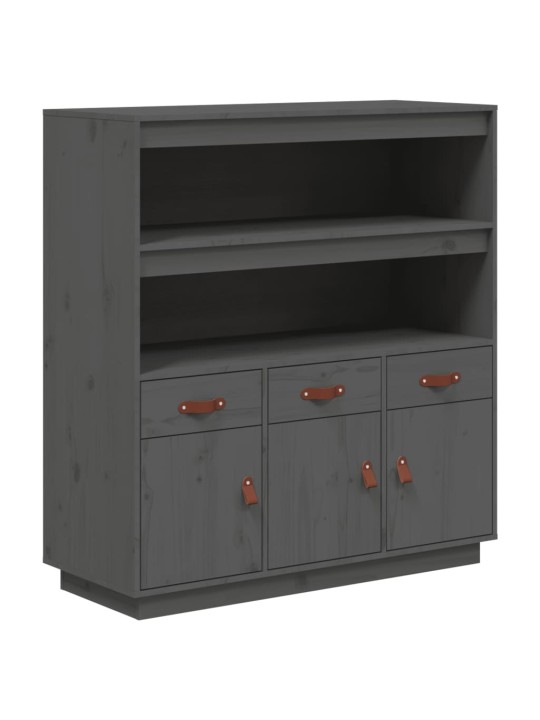 Skříň highboard šedá 100x40x108,5 cm masivní borové dřevo