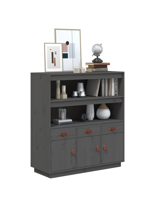 Skříň highboard šedá 100x40x108,5 cm masivní borové dřevo