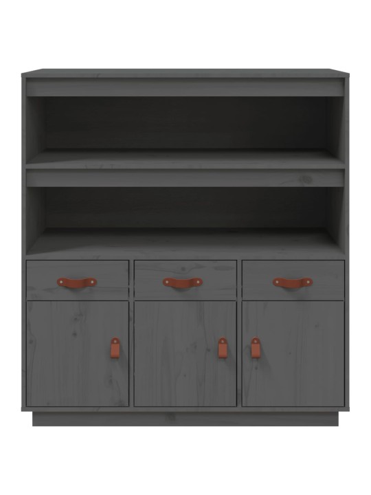 Skříň highboard šedá 100x40x108,5 cm masivní borové dřevo