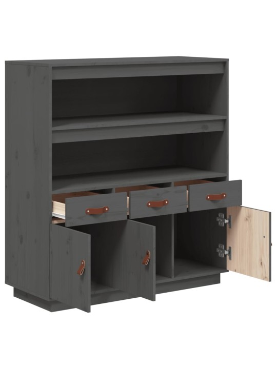 Skříň highboard šedá 100x40x108,5 cm masivní borové dřevo