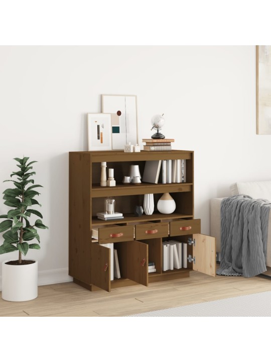 Skříň highboard medově hnědá 100x40x108,5 cm masivní borovice