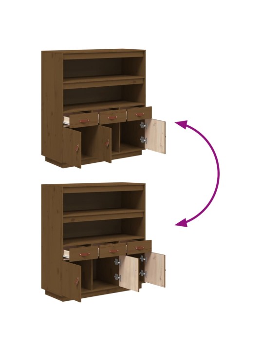 Skříň highboard medově hnědá 100x40x108,5 cm masivní borovice