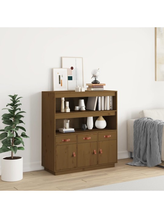 Skříň highboard medově hnědá 100x40x108,5 cm masivní borovice