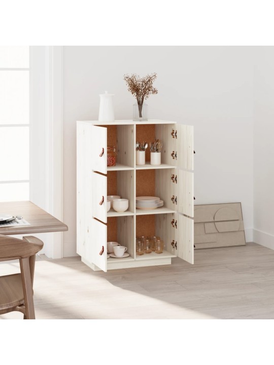 Skříň highboard bílá 67 x 40 x 108,5 cm masivní borové dřevo