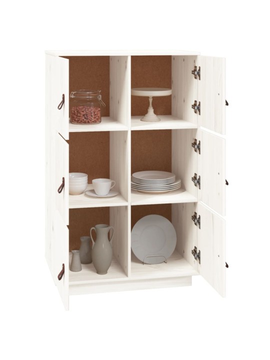 Skříň highboard bílá 67 x 40 x 108,5 cm masivní borové dřevo