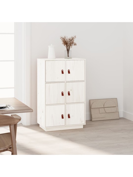 Skříň highboard bílá 67 x 40 x 108,5 cm masivní borové dřevo