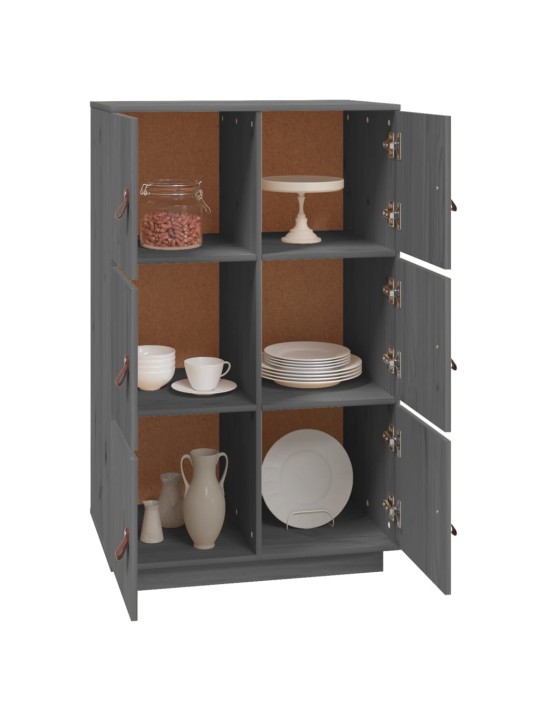 Skříň highboard šedá 67 x 40 x 108,5 cm masivní borové dřevo