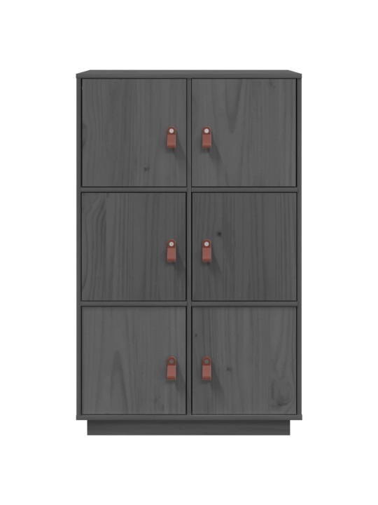 Skříň highboard šedá 67 x 40 x 108,5 cm masivní borové dřevo